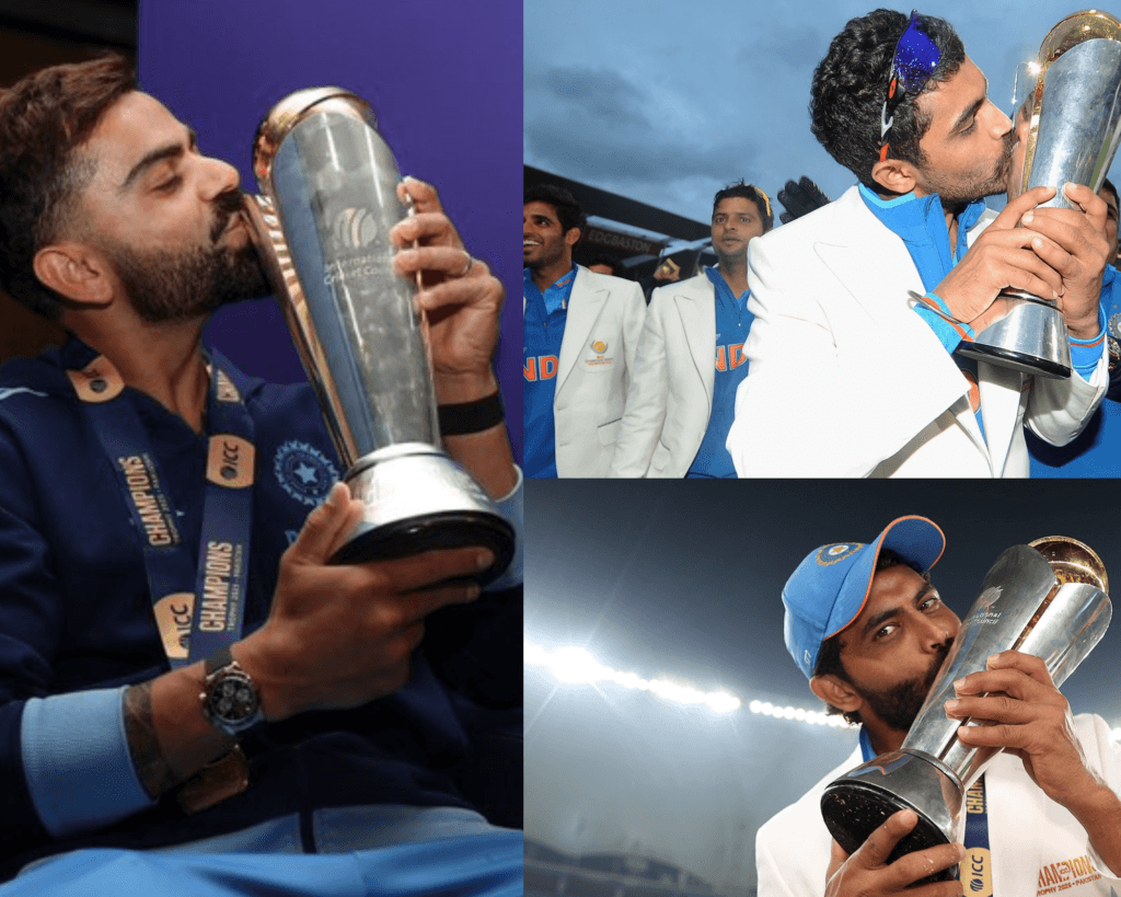 India lift 3rd Champions Trophy Title with Victory Celebrations Kohli and Jadeja kissed the Champions trophy