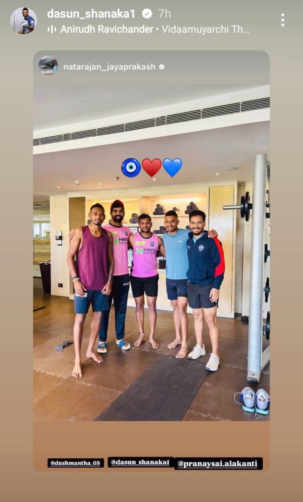 Dasun Shanaka Spotted at DC Camp – Possible Replacement for Harry Brook in IPL 2025? Dasun Shanaka instagram stroy