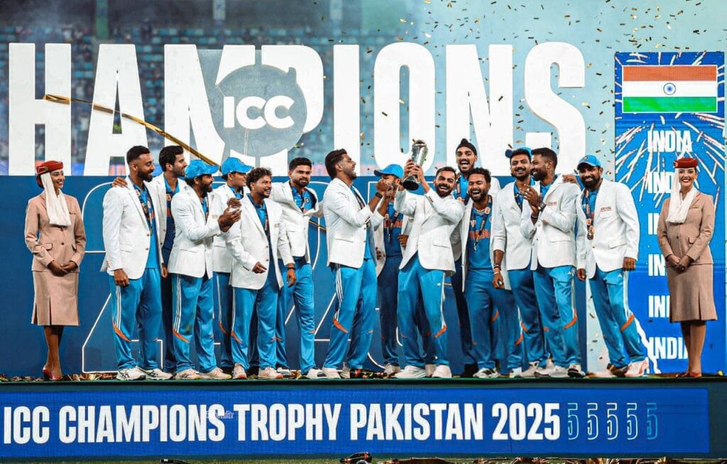 India lift 3rd Champions Trophy Title with Victory Celebrations india winning champions trophy 2025